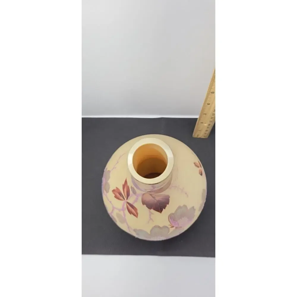 Floral Moriage Style Vase Raised Enamel Pink Gold Cream Decorative 9